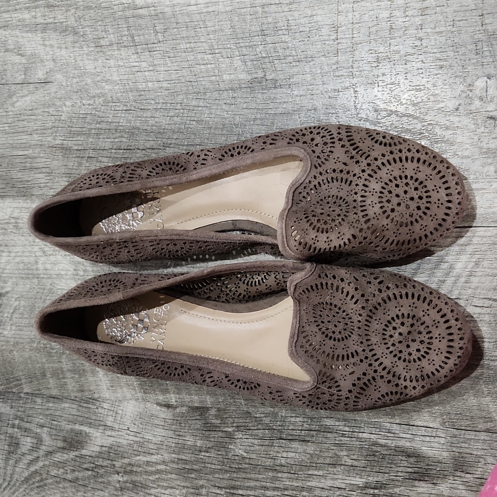 Vince Camuto Brown Laser-Cut Flats